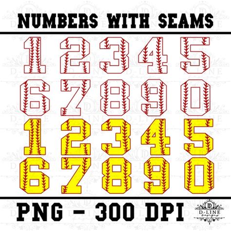 Baseball Softball Numbers SVG & PNG. Instant Digital Download. - Etsy