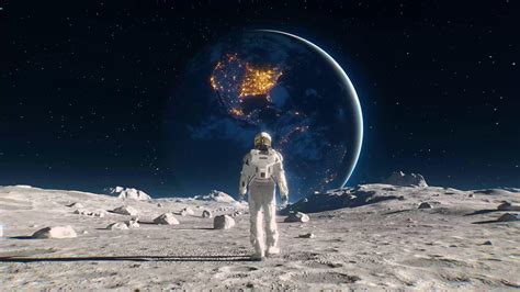 Astronaut Walking On The Moon Live Wallpaper