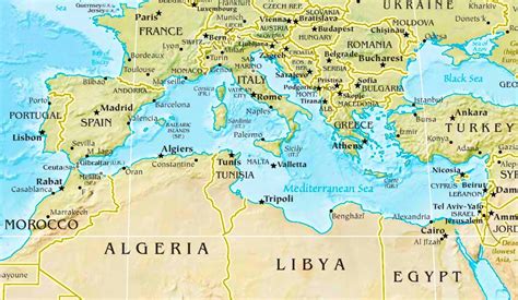 Mediterranean Sea physical map - Ontheworldmap.com