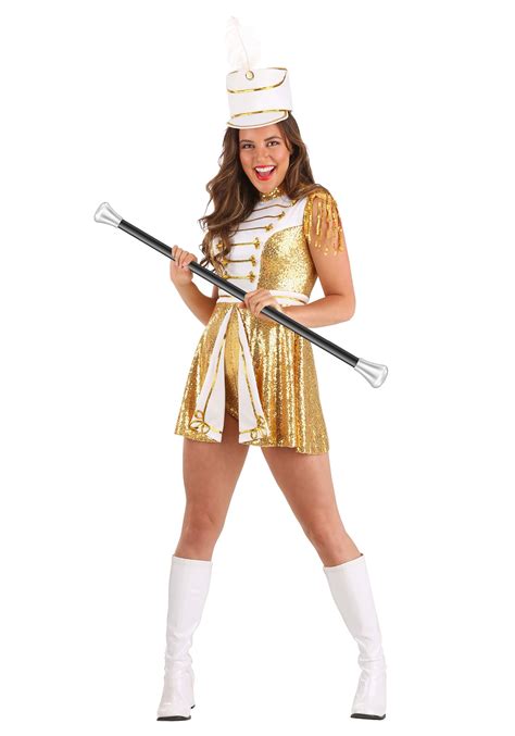 Women's Golden Majorette Marching Band Costume