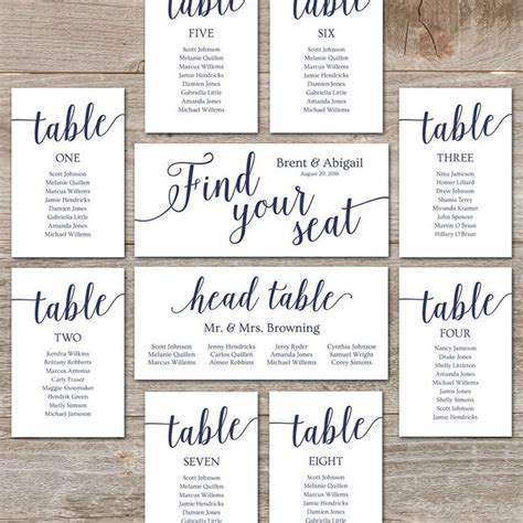 Printable Wedding Seating Chart Template