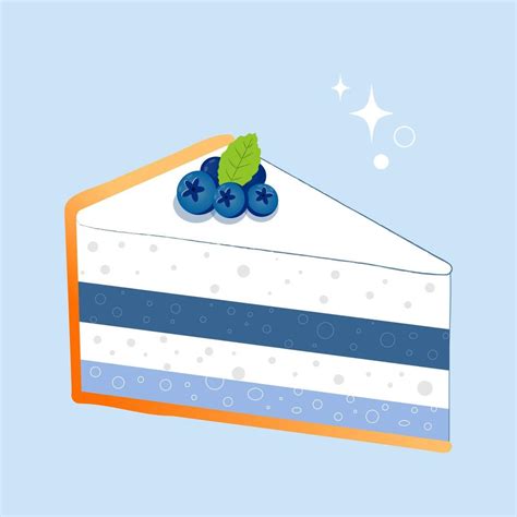 Blueberry cake dessert isolated food illustration on blue background ...