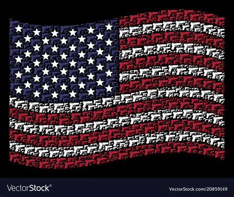 Waving usa flag stylization of pistol gun Vector Image