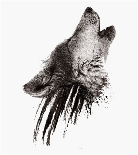 Drawn Howling Wolf Realistic - Wolf Howling Tattoo Design, HD Png ...