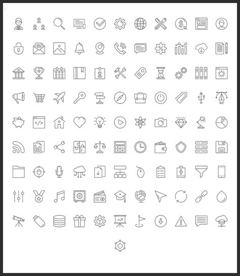 100 Free Vector Line Icons Pack (Ai, SVG, EPS, PNG) | Bypeople