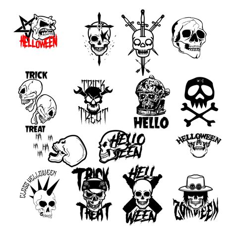 set collection of Head Skull Silhouette halloween icon 20995724 Vector ...