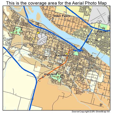 Aerial Photography Map of Kennewick, WA Washington