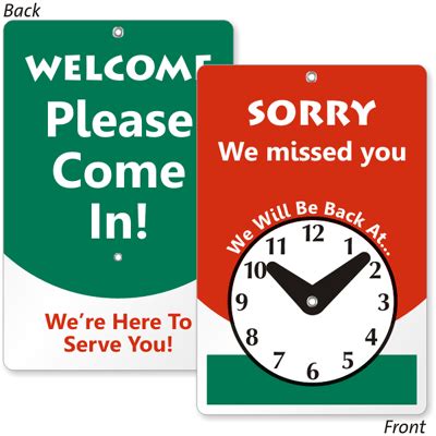 2 Sided Welcome Please Come / Sorry We Missed You Clock Sign, SKU: BB-1008