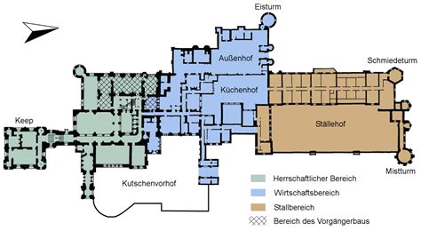 the floor plan for an old castle with several rooms and floors ...