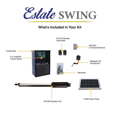 Estate Swing Single Swing Automatic Gate Opener Kit with 5-Watt Solar ...