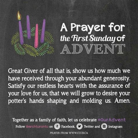 Prayer for the First Sunday of Advent. Image ctto. | First sunday of ...