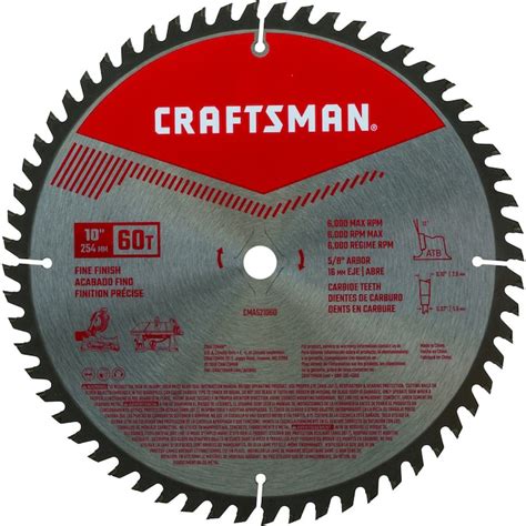 CRAFTSMAN 10-in 60-Tooth Carbide Miter/Table Saw Blade in the Circular ...