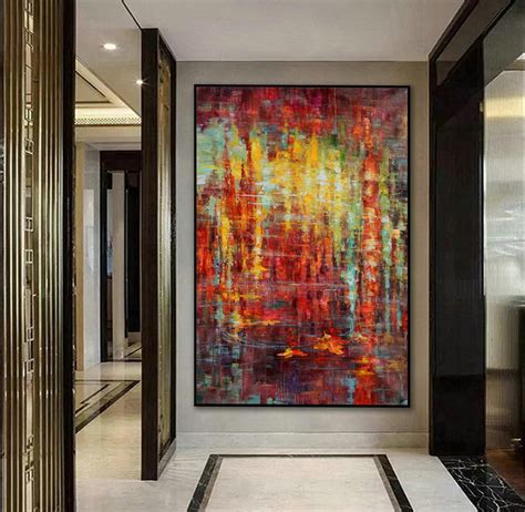 Large Colorful Vertical Modern Contemporary Abstract wall Art Palette ...