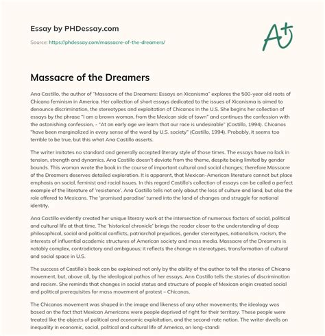 Massacre of the Dreamers - PHDessay.com