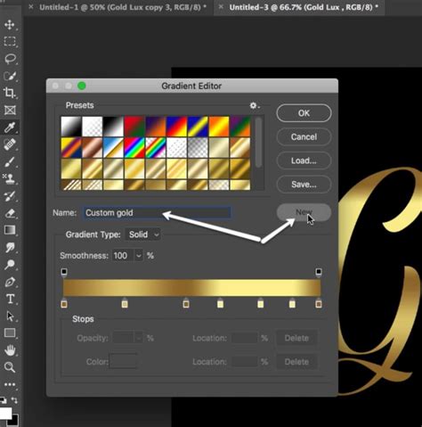 √ Gold Gradient For Photoshop