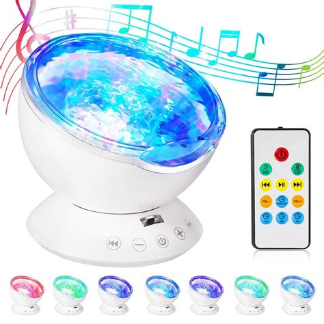 Starry LED Night Light Music Ocean Wave Projector Novelty Light Remote ...