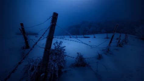 dark, Night, Fence, Cold, Snow, Winter, Landscape HD Wallpapers ...