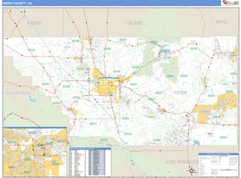 Kern County, California Zip Code Wall Map | Maps.com.com