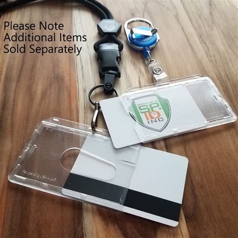 3 Heavy Duty HORIZONTAL ID Badge Holders - Rigid Hard Clear Plastic ...