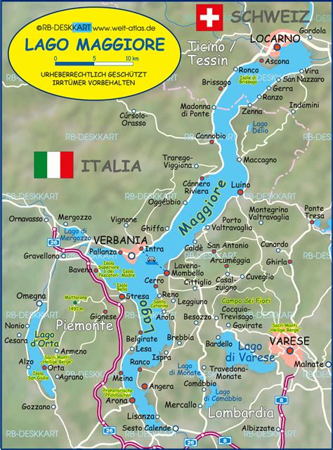 Map of Lake Maggiore (Lago Maggiore) (Italy, Switzerland) - Map in ...