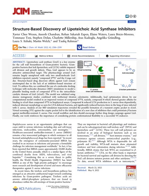 (PDF) Structure-Based Discovery of Lipoteichoic Acid Synthase Inhibitors