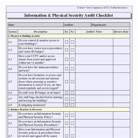 Physical Security Plan Template Best Of 28 Of Blank Security Checklist ...