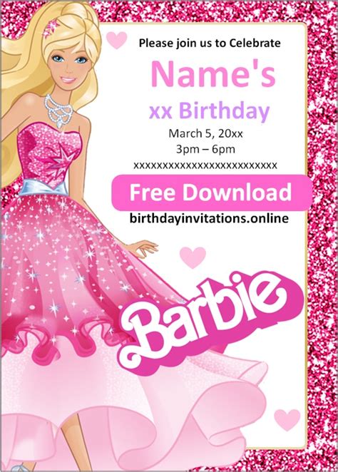 Barbie Invitations Birthday Invitations