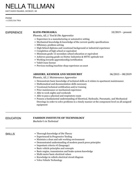 Apprenticeship Resume Template