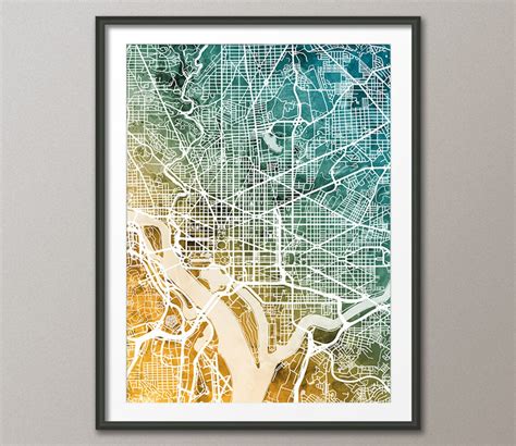 Washington DC Map City Street Map Art Print 3002 | Etsy