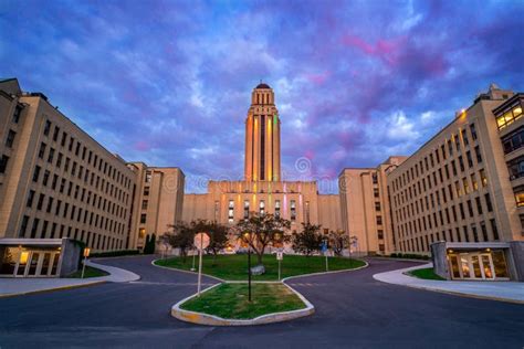 University of Montreal Iconic Building at Sunset Stock Image - Image of ...