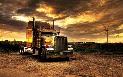 Descargar fondos de pantalla Kenworth W900, tarde, puesta de sol ...