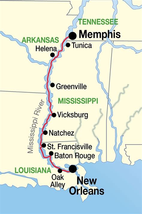 New Orleans to Memphis cruise map (mit Bildern) | Südstaaten, Amerika ...