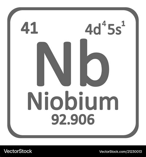 Periodic table element niobium icon Royalty Free Vector