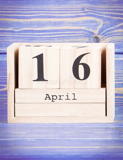 April 16th. Date of 16 April on Wooden Cube Calendar Stock Image ...