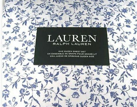 Ralph Lauren.Queen Cottage Chic Floral Sheet Set Blue / White 100% ...