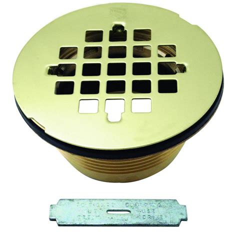 Westbrass 2 in. Brass Shower Drain with Grid, Polished Brass-D206B-01 ...