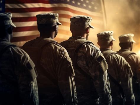 Premium AI Image | A Group of Veterans saluting the American flag on ...