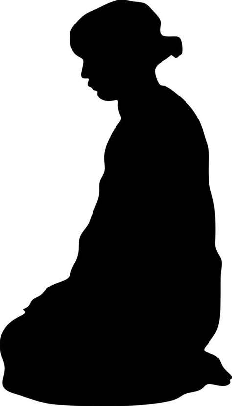 arabic man praying silhouette,black white background,vector ...