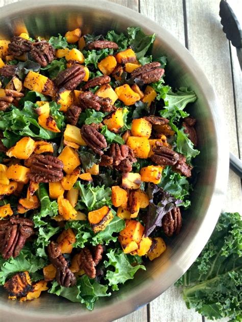 Winter Kale Butternut Squash Salad With Candied Pecans - Skinny Fitalicious