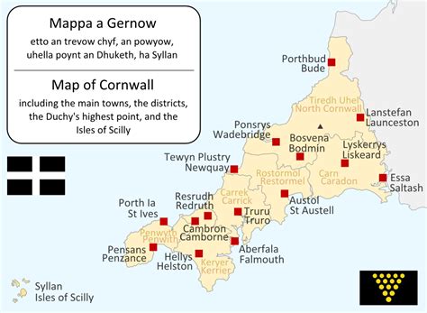 Towns of Cornwall - in Cornish and English : r/MapPorn