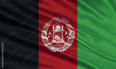 Afghanistan flag design. Waving Afghanistan flag made of satin or silk ...