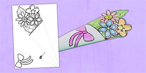 Australia Mother's Day Paper Bouquet Colouring Sheet