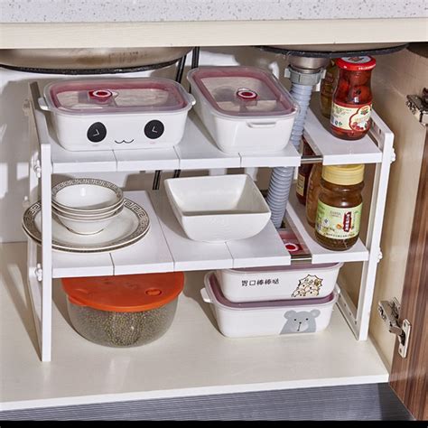 Expandable Under Sink Organizer - 2 Tier Multifunctional Storage Rack ...