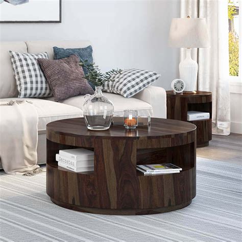 Ladonia Rustic Solid Wood Round Coffee Table