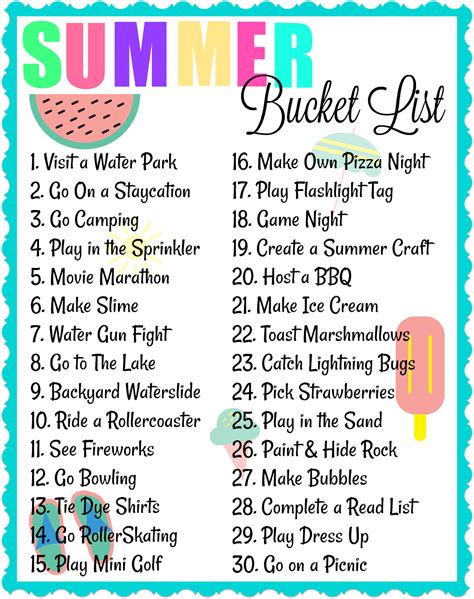 Summer Bucket List Ideas for the Family - Nanny to Mommy