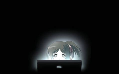 Download Girl With Laptop Dark Anime Aesthetic Desktop Wallpaper ...