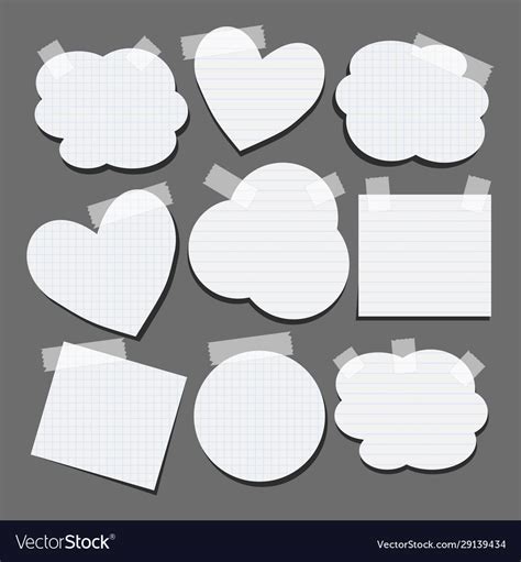 Set different shapes paper stickers with tape Vector Image