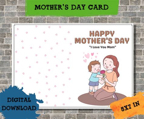 Printable Happy Mother's Day Card Mother and Son Card - Etsy