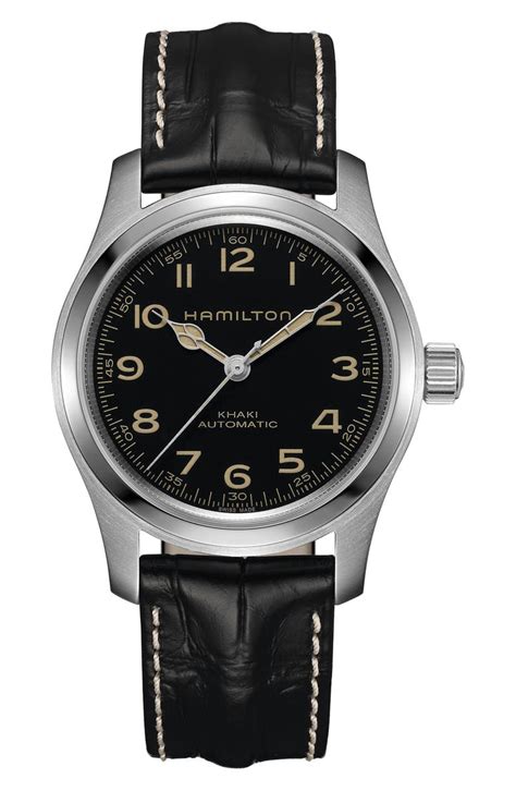 Hamilton Khaki Field Automatic Leather Strap Watch, 42mm | Nordstrom