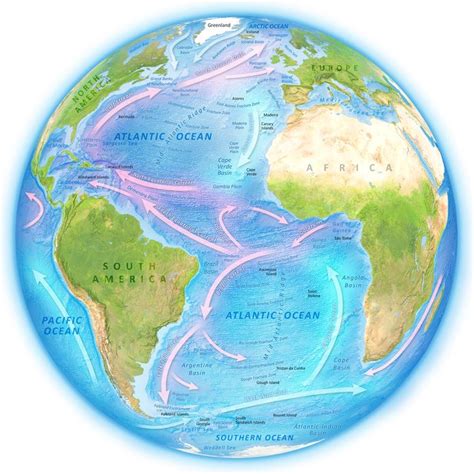 Atlantic Ocean A map showing the surface currents of the Atlantic Ocean ...